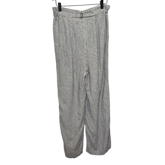Max Studio Pants Linen Black & White Striped Pockets Adjustable Size 27 - Picture 9 of 11